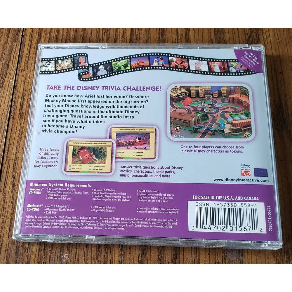 Disney Trivia Challenge CD ROM Windows/Mac, 2001
